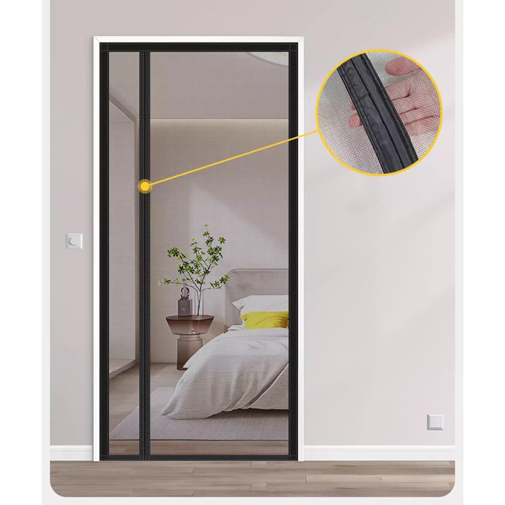 Vllcsla Magnetic Fly Screen Door 80x200 cm/ 90x200cm, Anti Mosquito Fiberglass Fly Screens Doors, Powerful Magnets - Image 4