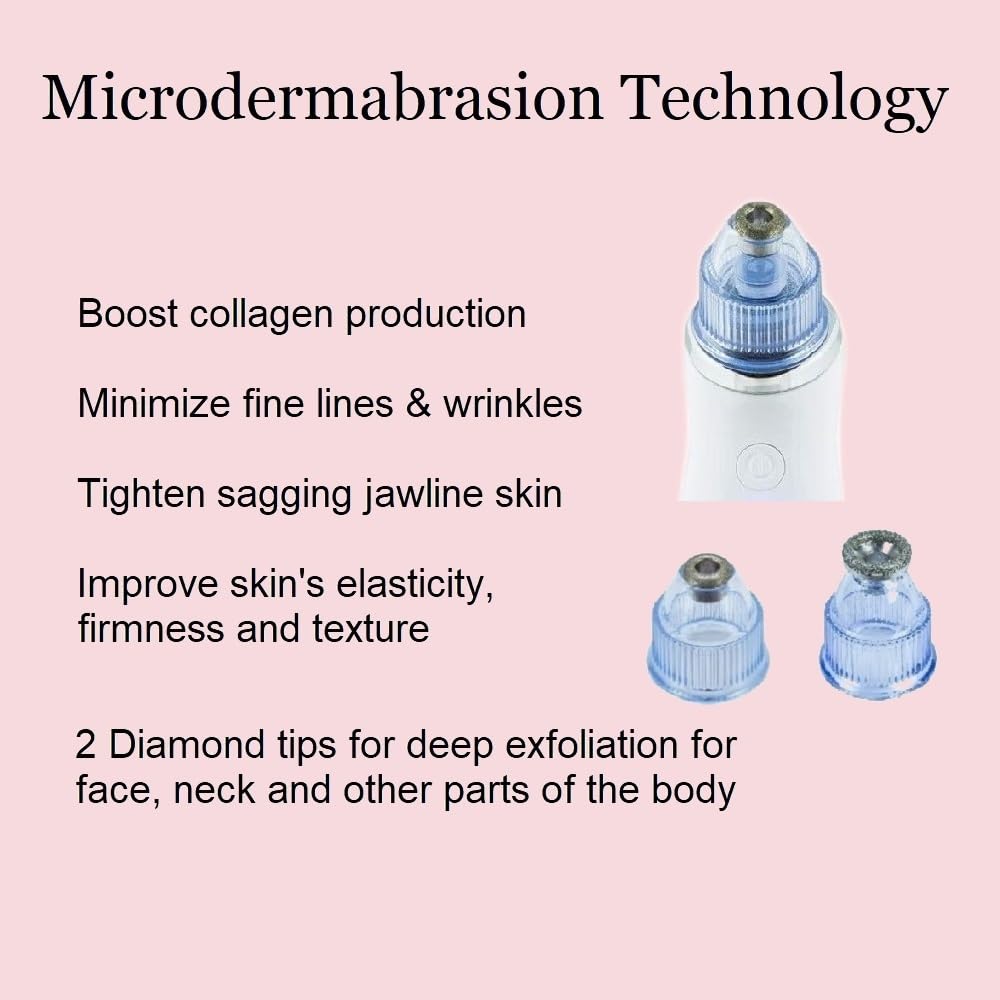 3-in-1 Microdermabrasion Machine - Light Therapy Vacuum Wand Kit | Anti-Aging Device for Face & Neck Skin Tightening Tool Wrinkle Reducing Jawline Definition 2 Diamond Tips 5 Heads USB-C product thumbnail 5