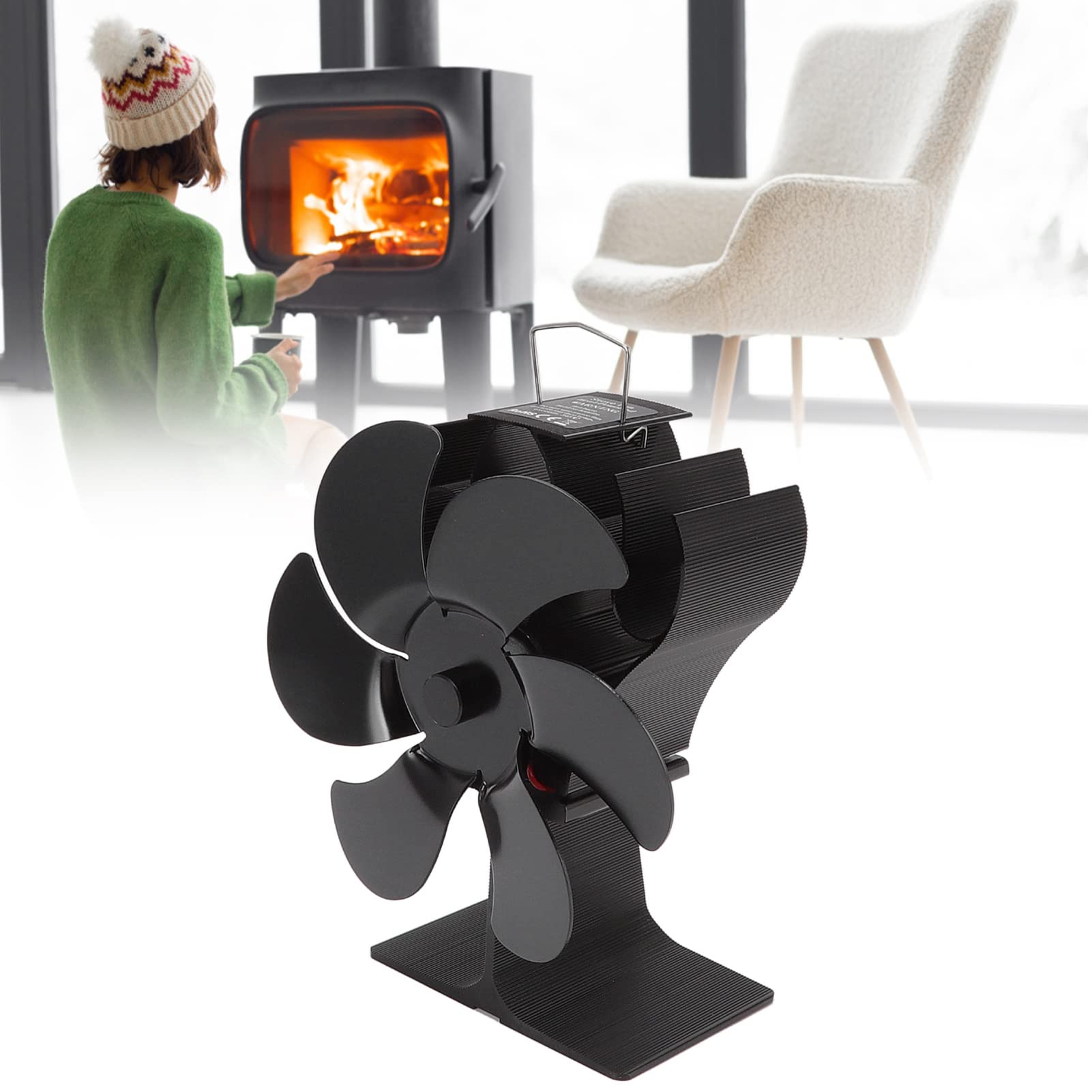 Amazon.com: Fireplace Fan, Self Starting Heat Powered Stove Fan 6 Blade  Aluminium Alloy for Pellet Furnaces : Home u0026 Kitchen