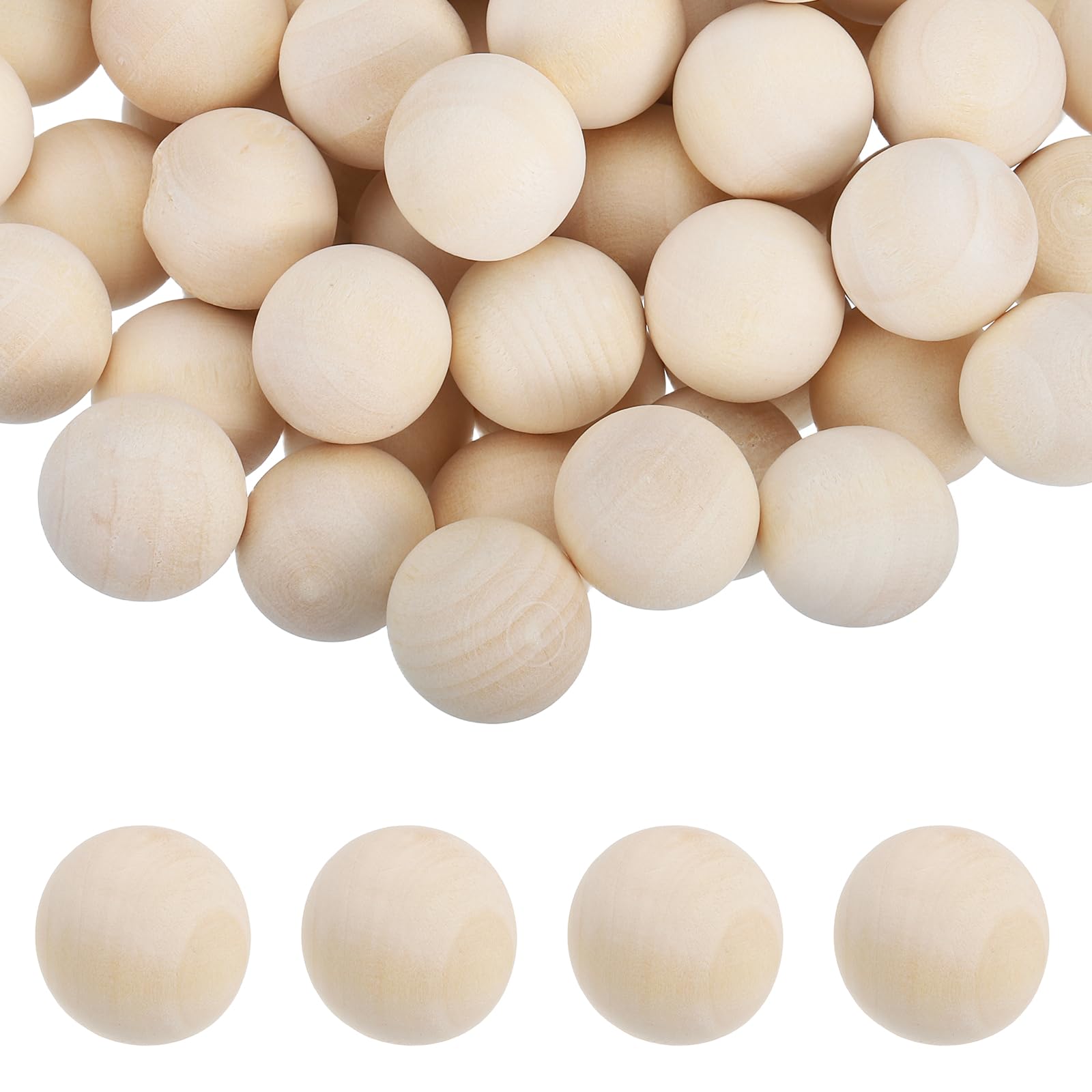 sourcing map 160 Pack Wood Balls, 18mm Unfinished Wooden Balls, Solid Hardwood Small Round Beads Natural Birch Wood Spheres for DIY Crafts, Christmas Ornaments, Jewelry Making