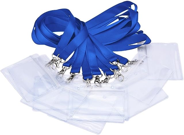 Badge Card Holder with Neck Lanyard Strap for Business, Exhibition and Office (Set of 10)