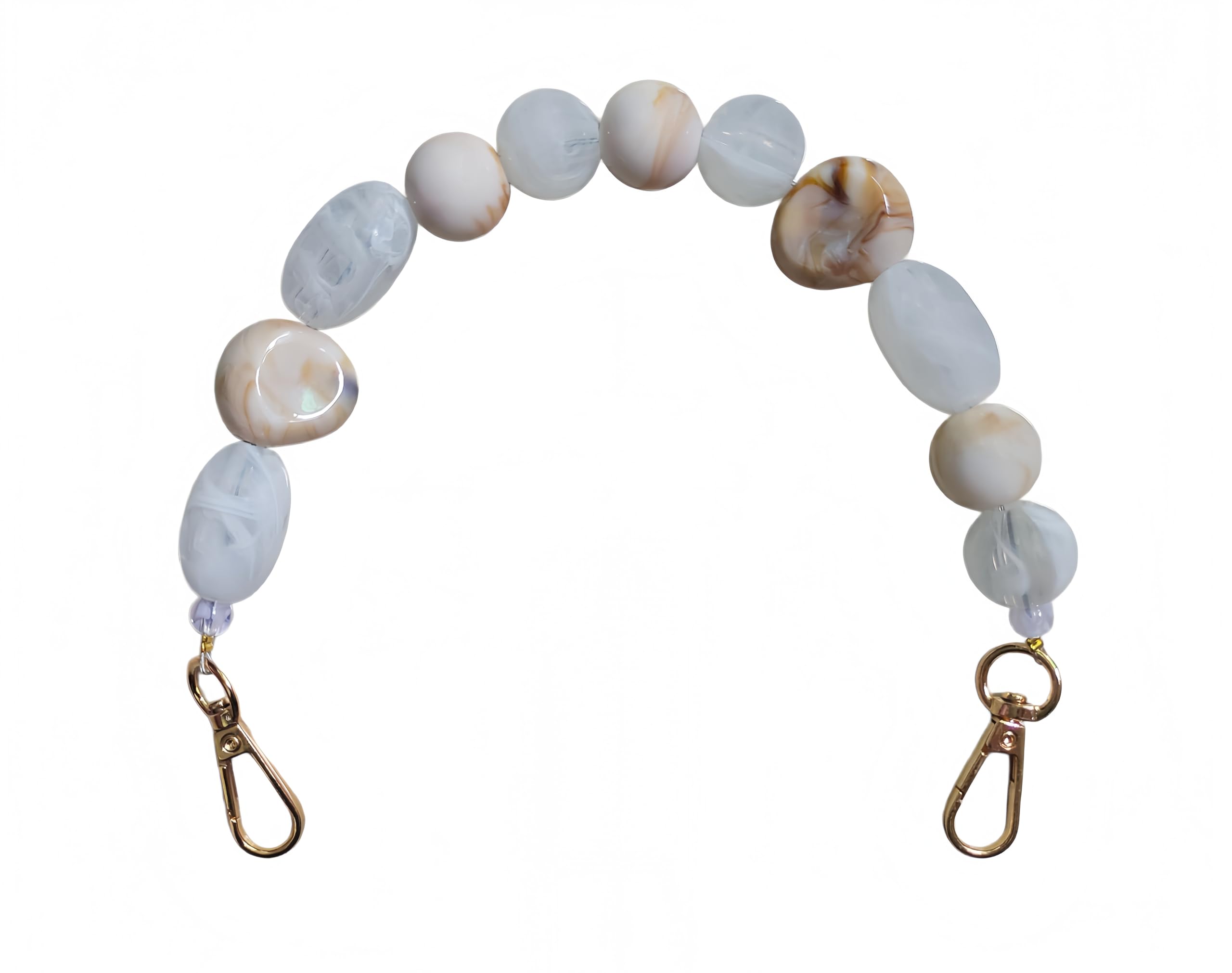 Mokburrim Short Purse Chain 13.2 inch Bead Purse Strap Decorative Acrylic Purse Chain Extender for Handbag Underarm Bag(White)