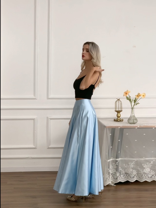 Amazon.com: Diydress warehouse Women's Long Satin High Waist A-Line Maxi  Skirt Floor Length Formal Prom Party Skirts with Pockets Black : Clothing,  Shoes & Jewelry