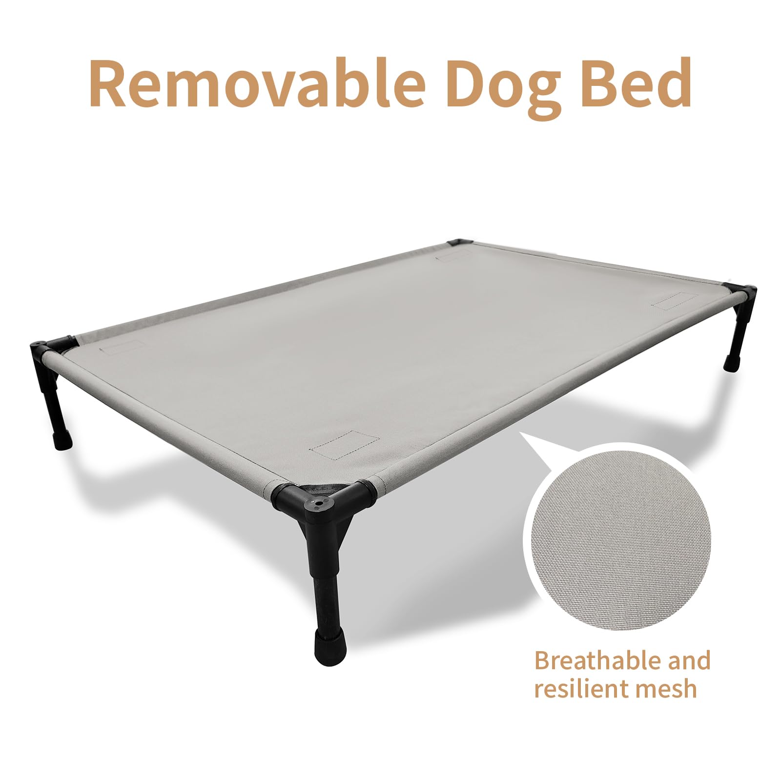 WARKEY Elevated Cooling Dog Bed, Orthopedic Pet Bed for Medium Dogs, Removable Washable Cover, Indoor & Outdoor Raised Pet Bed with Breathable Mesh, Size: 42"*30"*7" - image 5