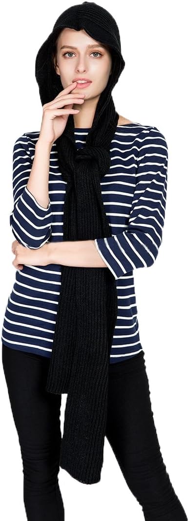 Bellady Winter Knit Hooded Scarf Pullover Headscarf Hoodie Hat