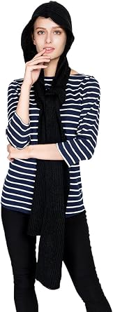 Bellady Winter Knit Hooded Scarf Pullover Headscarf Hoodie Hat
