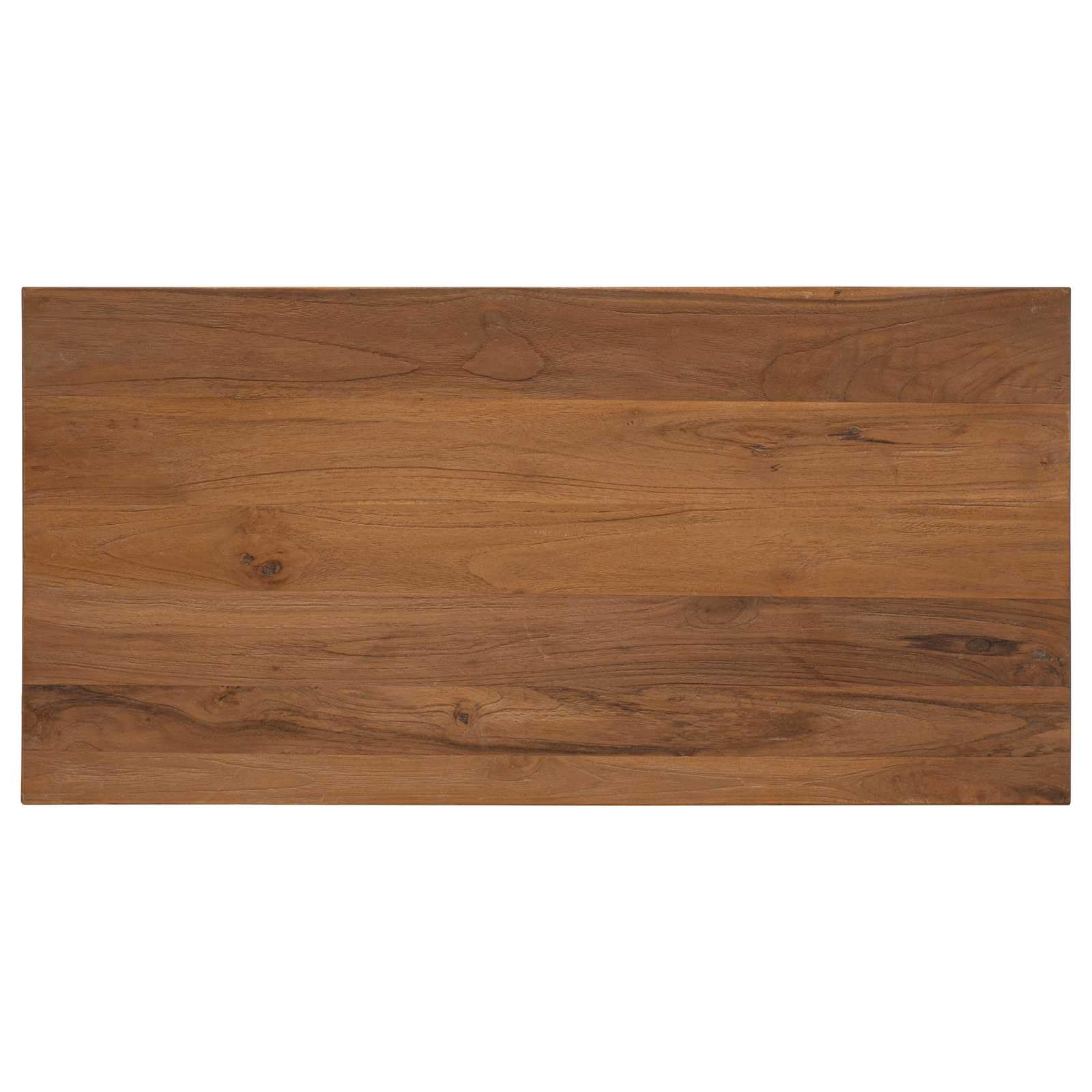 Tavolino da salotto naturale, 100 x 50 x 40 cm, in legno massiccio di teak, con vano portaoggetti, tavolino da salotto, design robusto per ambienti accoglienti