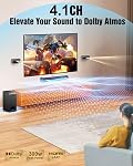 Hiwill 4.1ch Dolby Atmos Soundbar, 300W Sound Bar for TV with Subwoofer, 2 Front Surround Speakers, 3D Surround Sound System for TV, Adjustable Bass & Treble, Home Theatre Sound System, HiElite A41