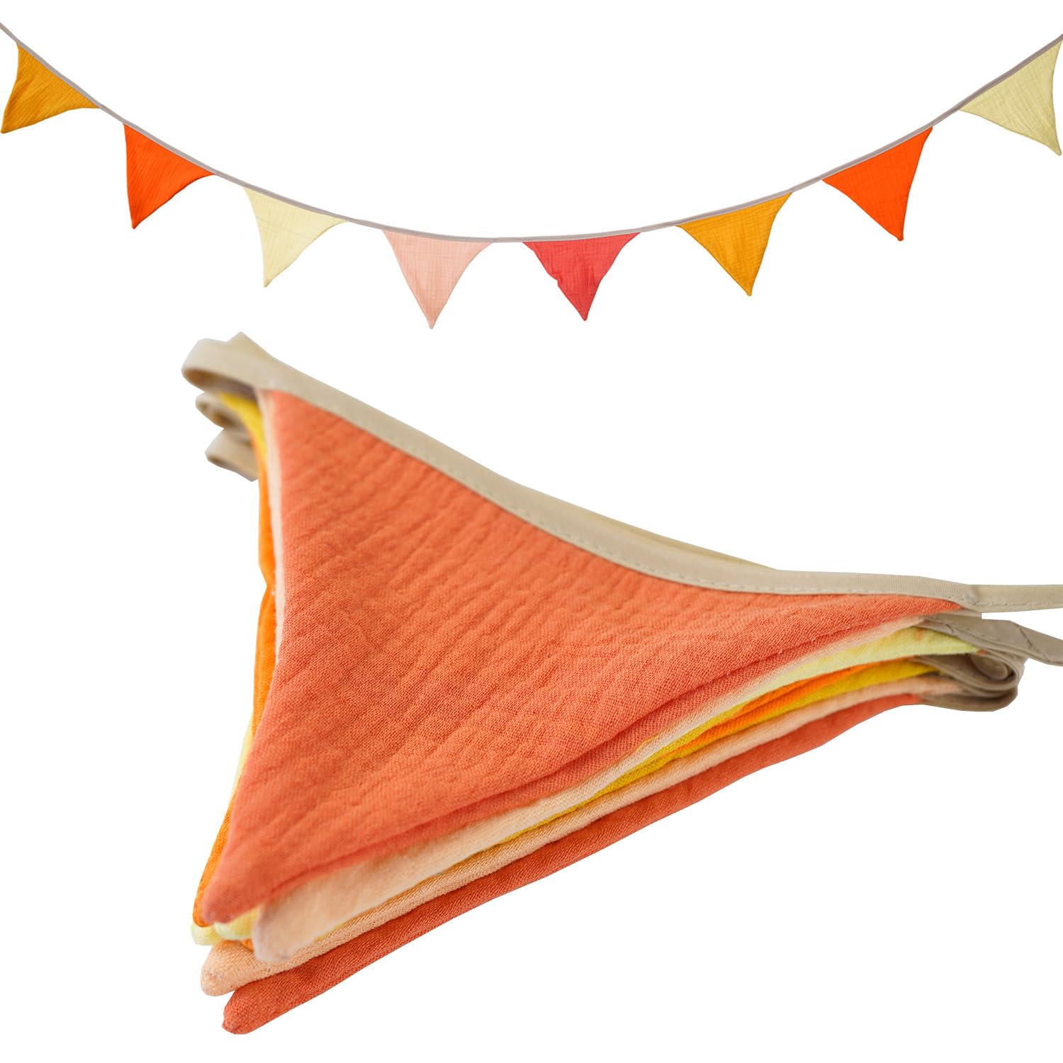 Uorbmaio Pennant Banner Bunting Flags, Garland Triangle Banners Fabric Bright Color for Birthday Wedding Shower Party Supplies Classroom Nursery