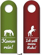 trendaffe Komm rein - Ich will meine Ruhe Türhänger in Rot und Grün mit Pferd Motiv