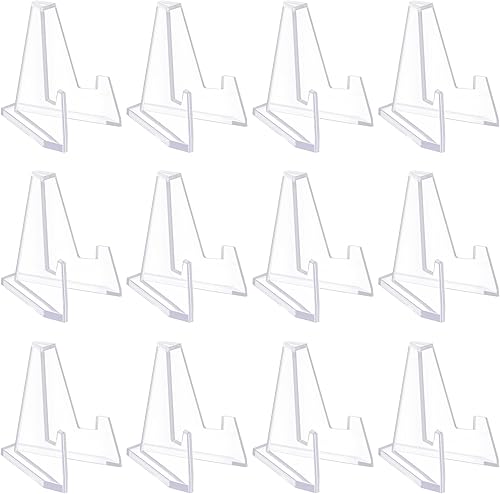 HiShutiao Paquete de 12 soportes de acrílico de 2.68 pulgadas para tarjetas, soporte de tarjetas graduado, soportes para tarjetas deportivas de