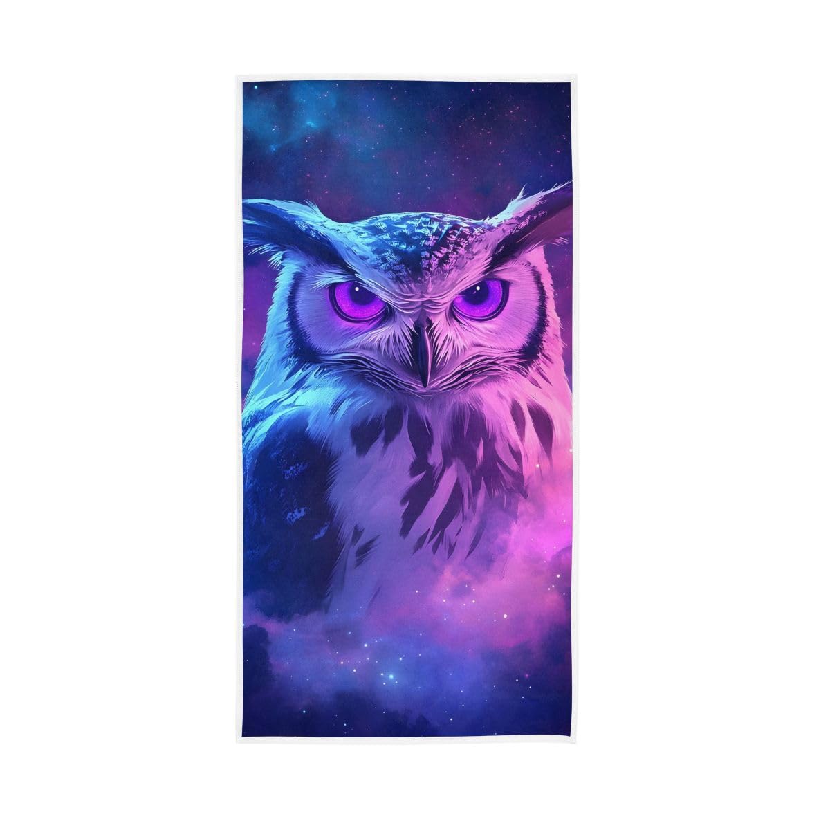 LSRCPD Owl with Purple Eyes Hand Towels, Multipurpose Bathroom Towel for Bathroom, Gym, Hotel, Spa 15 x 30 Inches