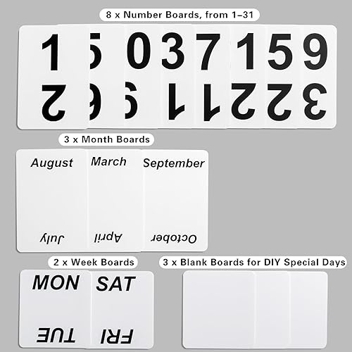 Miniatura 5 de Calendario perpetuo acrílico, calendario de escritorio 2025-2030 con bloques decorativos abatibles para mes, fecha y día para oficina, escritorio,