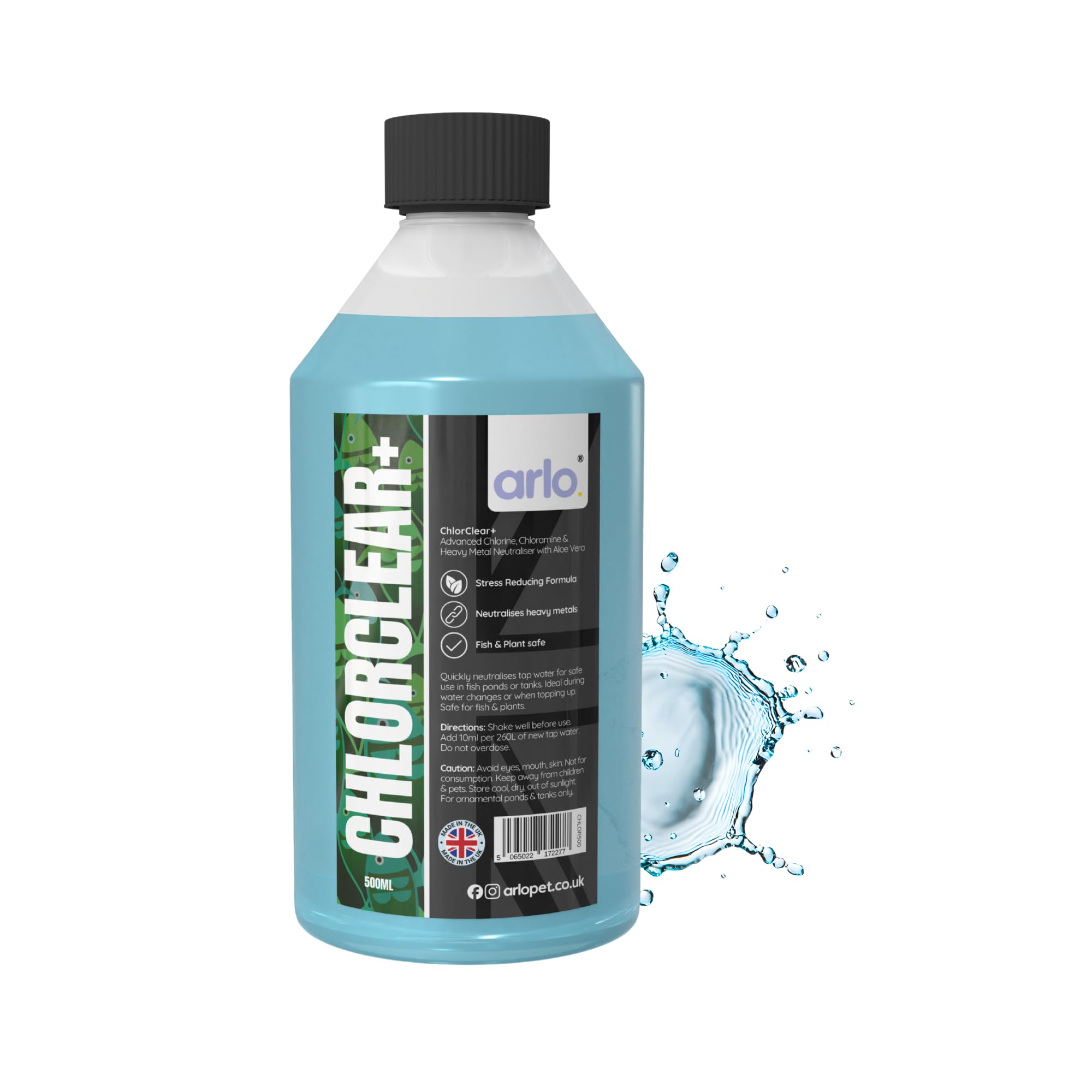 ChlorClear+ treats 13,000L Pond & Aquarium Water Conditioner 500ml | Neutralises Chlorine, Chloramine & Heavy Metals | Aloe Vera Stress Reducing Formula | Fish & Plant Safe