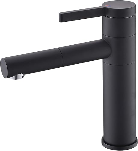 Grifo de lavabo de una sola manija Caliente y Frío Grifo de fregadero Latón 360  Caño giratorio Grifo de fregadero de baño Negro, BB6112B