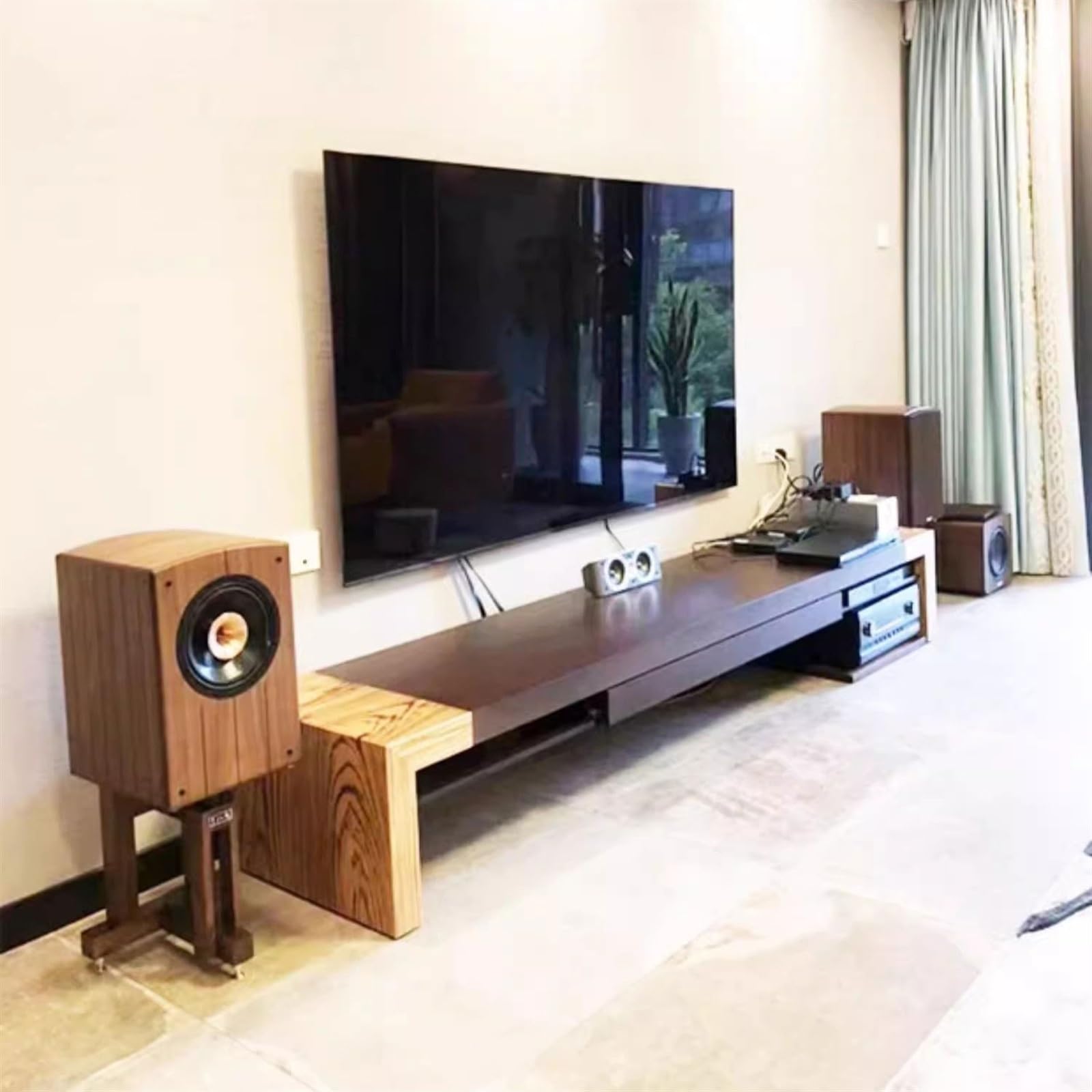 Soporte para altavoz, trípode de madera maciza, estante de sonido envolvente para monitor, estante de metal, estante profesional, soportes para altavoces de estudio (27 x 30 x 33,5 cm)