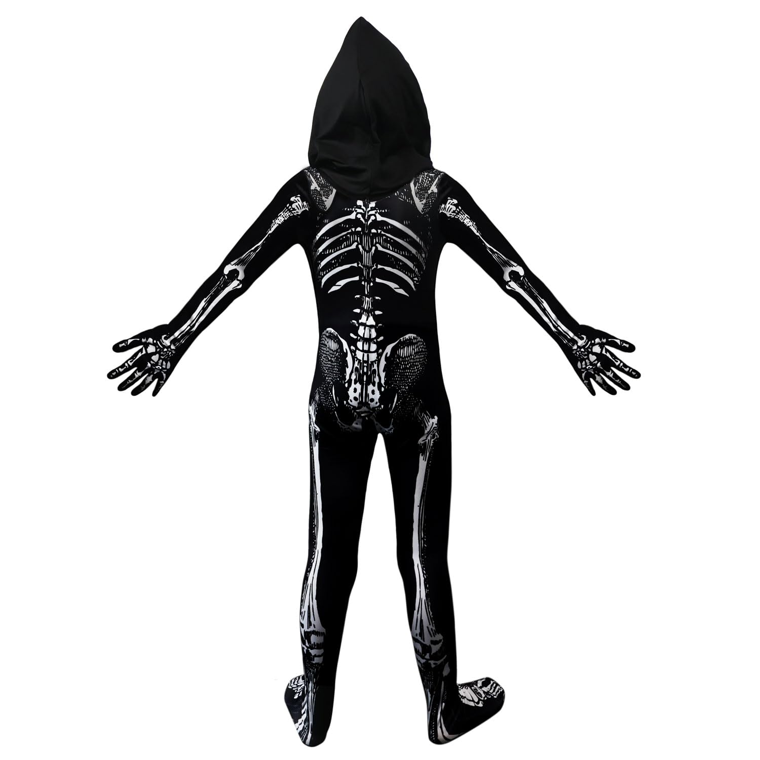 Disfraz de esqueleto de Halloween para niños, disfraz de esqueleto con capucha, huesos con máscara para niños y niñas, disfraz de cosplay de Halloween