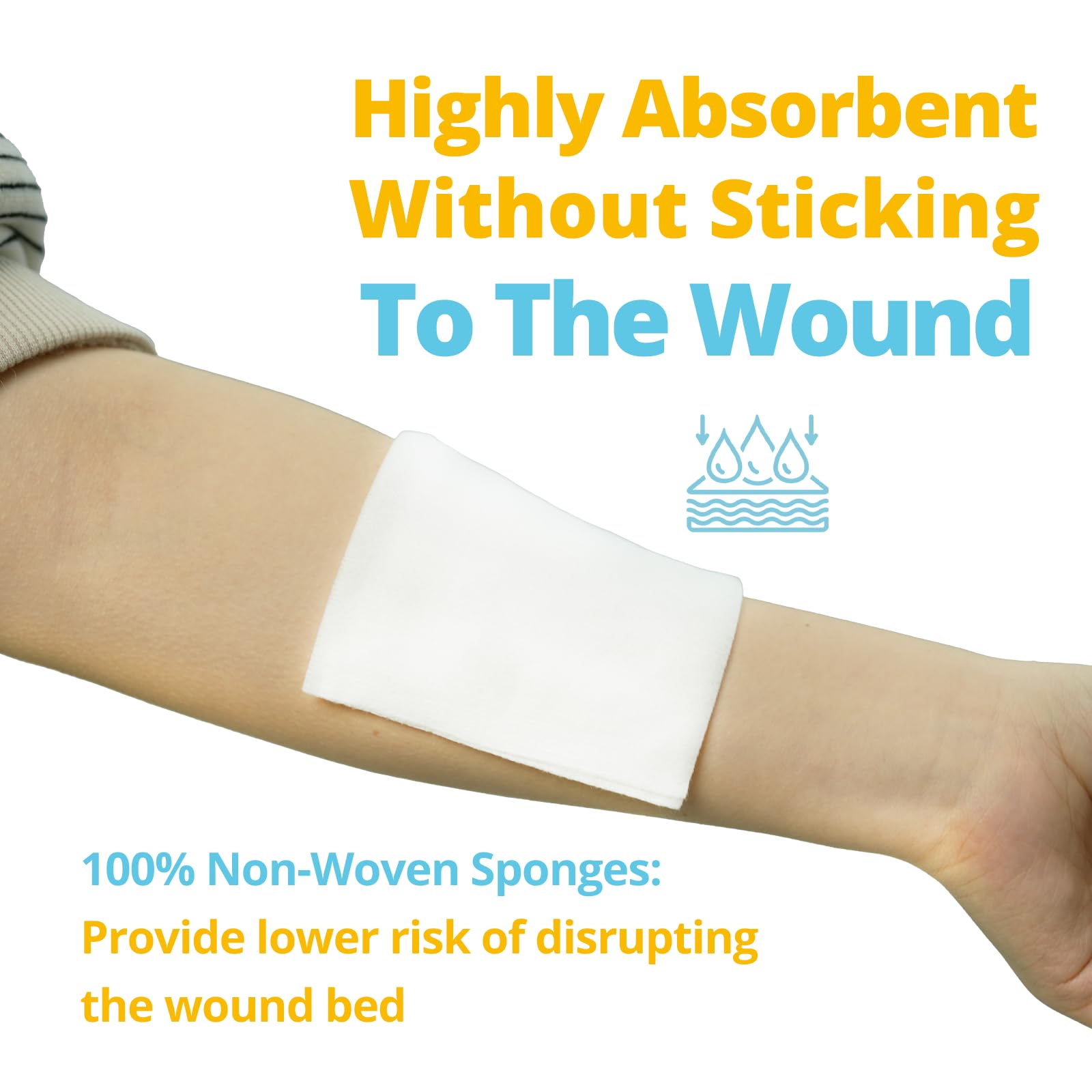 Jointown Gauze Pads 4" x 4", 400 Pcs Non-Woven 4-Ply Gauze Sponges Non Stick, All-Purpose Non-Sterile Highly Absorbent for Dental Wound Care for First Aid Kit/Medical Facilities, (2 Packs of 200) — Amazon image 2