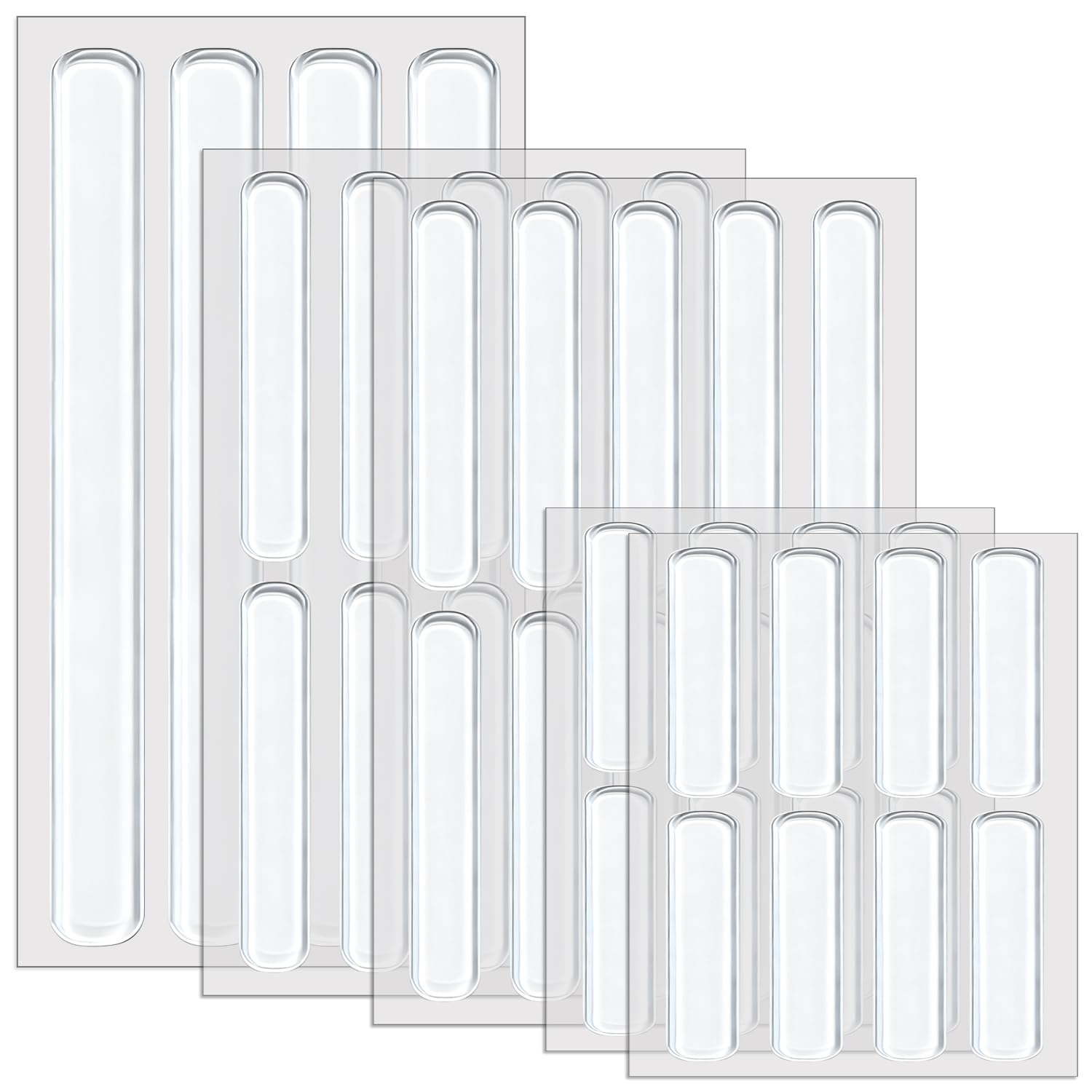 40 Pcs Transparent Furniture Bumpers, Silicone Cabinet Door Pads, Clear Adhesive Bumper Strips, Door Stoppers for Protecting Surfaces from Scratches and Slamming(3 Sizes))