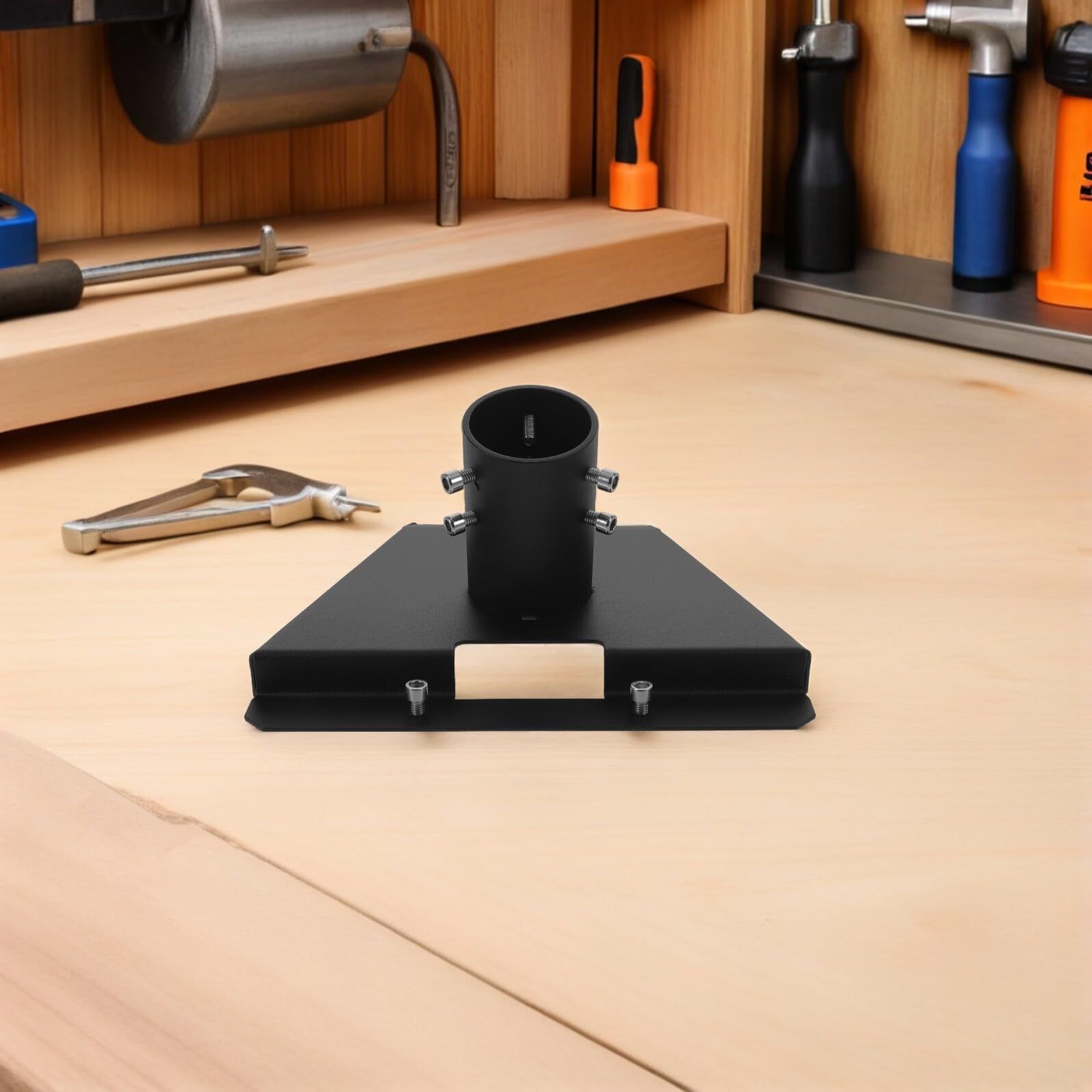 Staffa Antenna Mini in Ferro Nero per Installazione Sicura su Palo Metallico da 28mm a 54mm, Resistente alle Intemperie, per Montaggio a Parete o Tetto