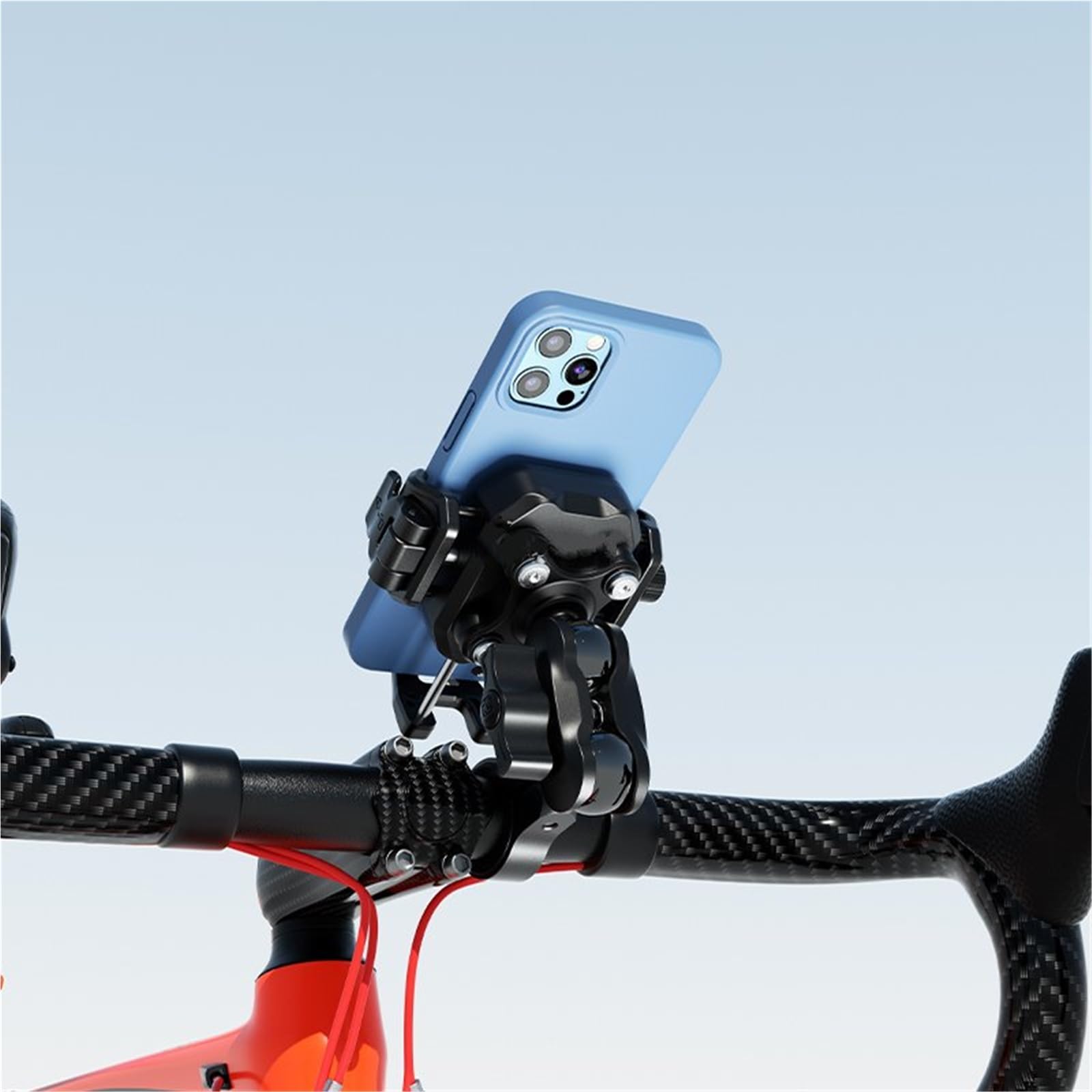 Soporte Antirrobo para Teléfono Móvil De Motocicleta con Amortiguador De Vibraciones, Liberación De Bloqueo De 1 Segundo, para 5,4-7,2"