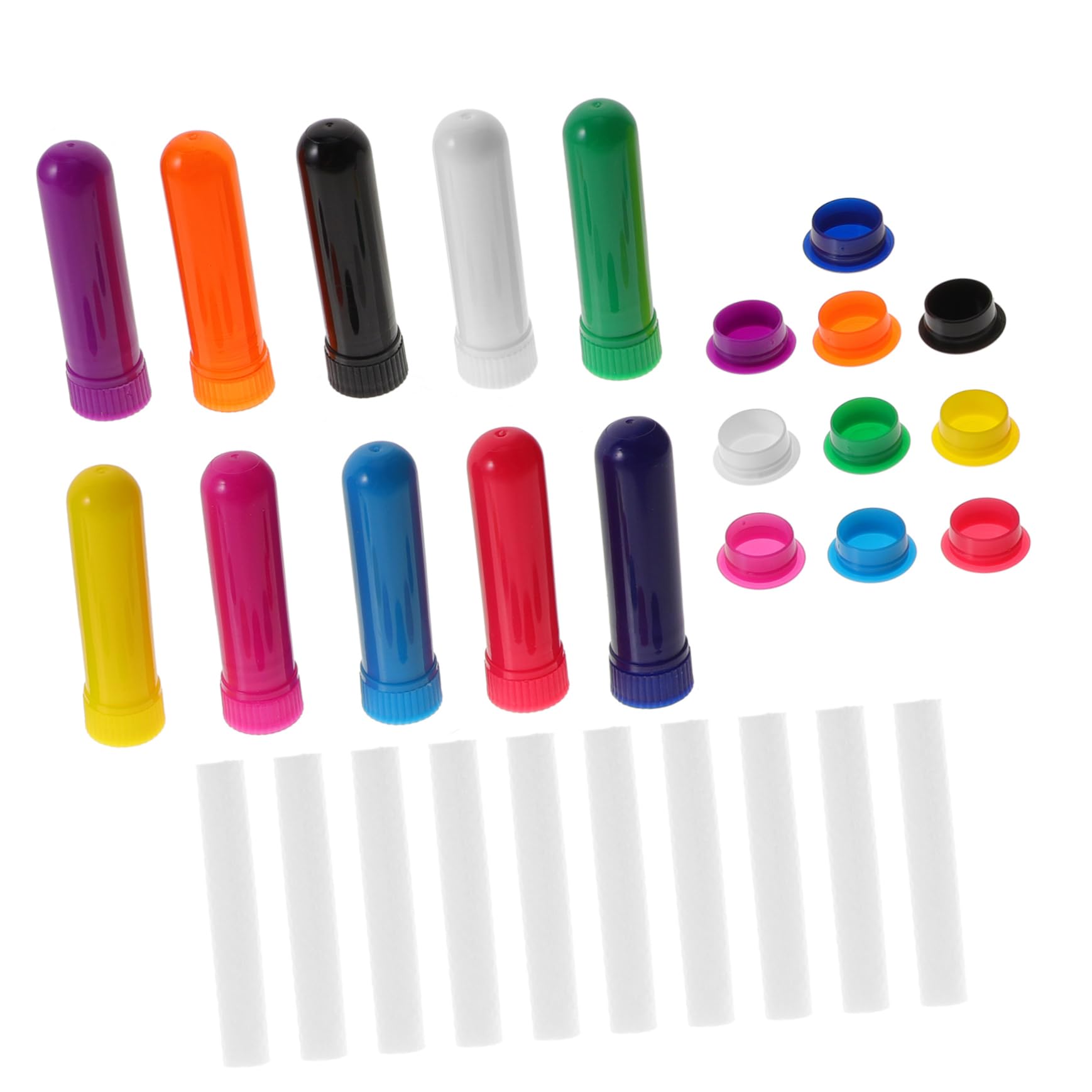 BESPORTBLE 10pcs Aromatherapy Tubes with Cotton Wicks, Colorful Nose Spray Sticks for Essential Oils, Portable Fragrance Sniffing Aromatherapy Set for Stress Relief and Wellness Use