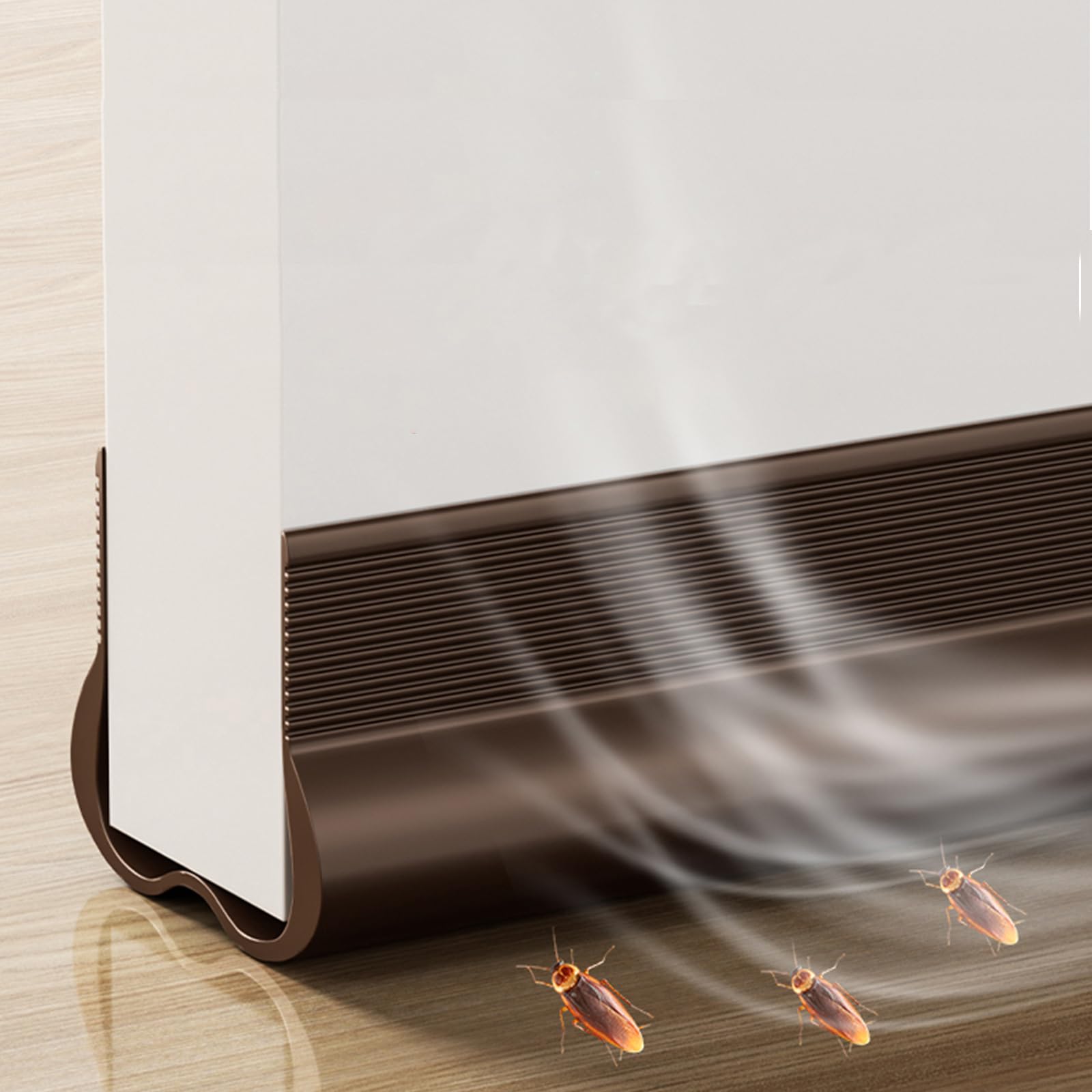 93cm Marrón Burlete Bajo Puerta, Burlete Silicona Puerta Autoadhesivo para Burlete de Puerta, Ajustable Tira de Sellado para Antipolvo, Aislamiento Acústico, Viento, Agua e Insectos