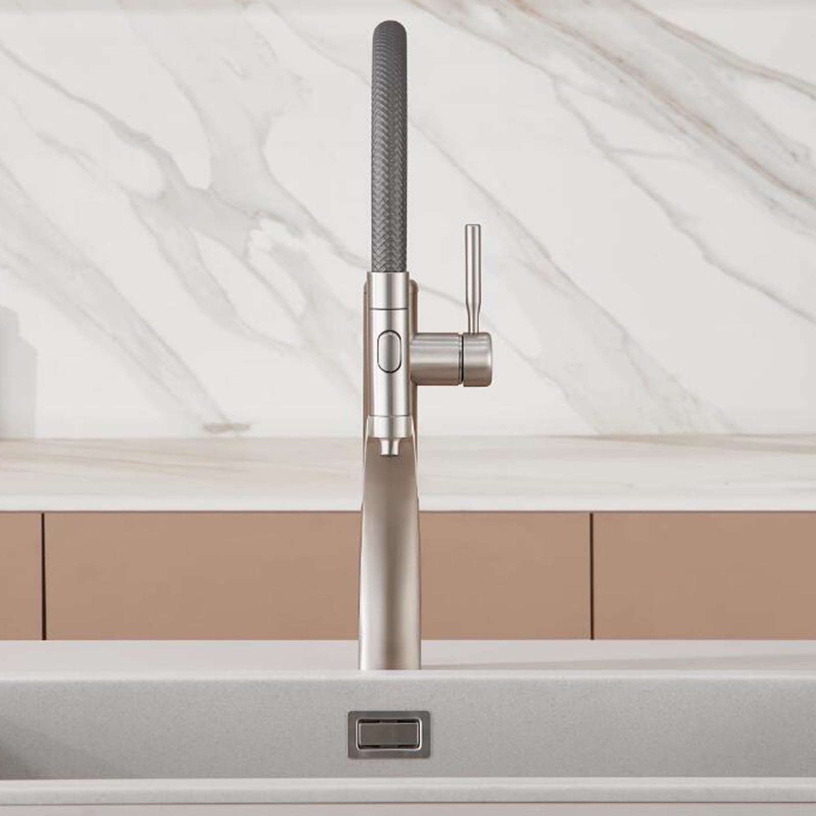 ZQFHSX Flexible 3 Way Water Filter Tap - Brass Brushed Kitchen Faucet for Easy Filtration and Improved Cleanliness