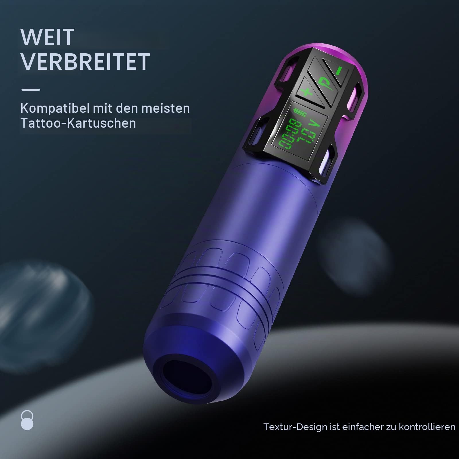 EZ Tattoo Maschinen Set - Tattoo Set mit Rotations Tattoo Maschine, 20 Stück Tattoo Nadeln, 1800mAh Stromversorgung Akku für Tattoo Anfänger und Künstler (P2S Lila)
