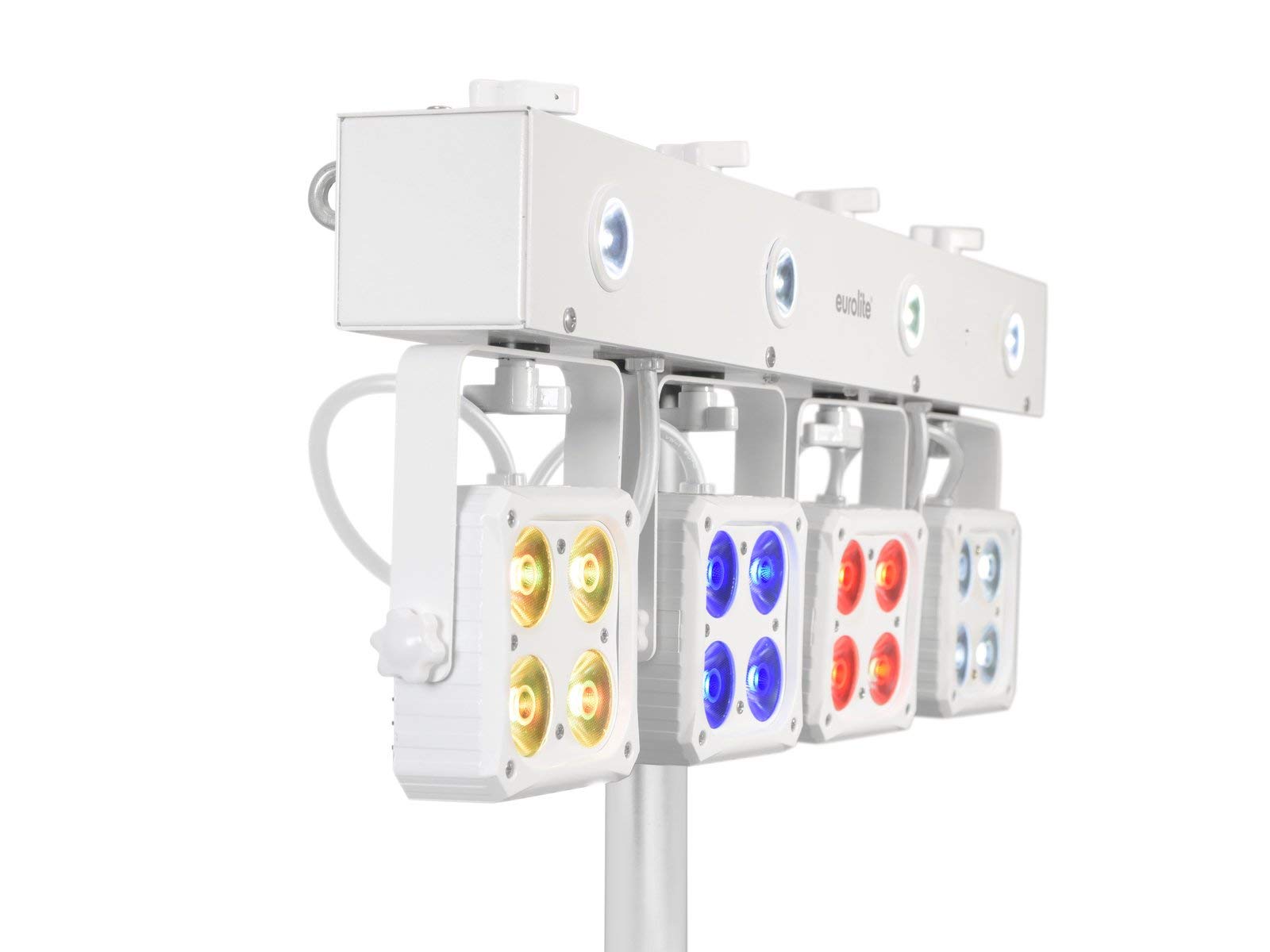 EUROLITE LED KLS-180 Kompakt-Lichtset weiß | Bar mit 4 RGBW-Spots und 4 weißen Strobe-LEDs
