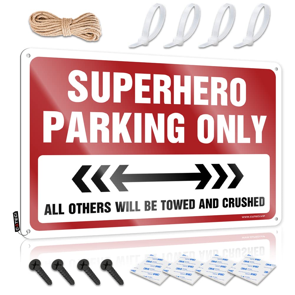 KRAZMURONGD Bar Rules Sign Superhero Parking Only Tin Sign Metal Man Cave Sign Sarcastic Signs