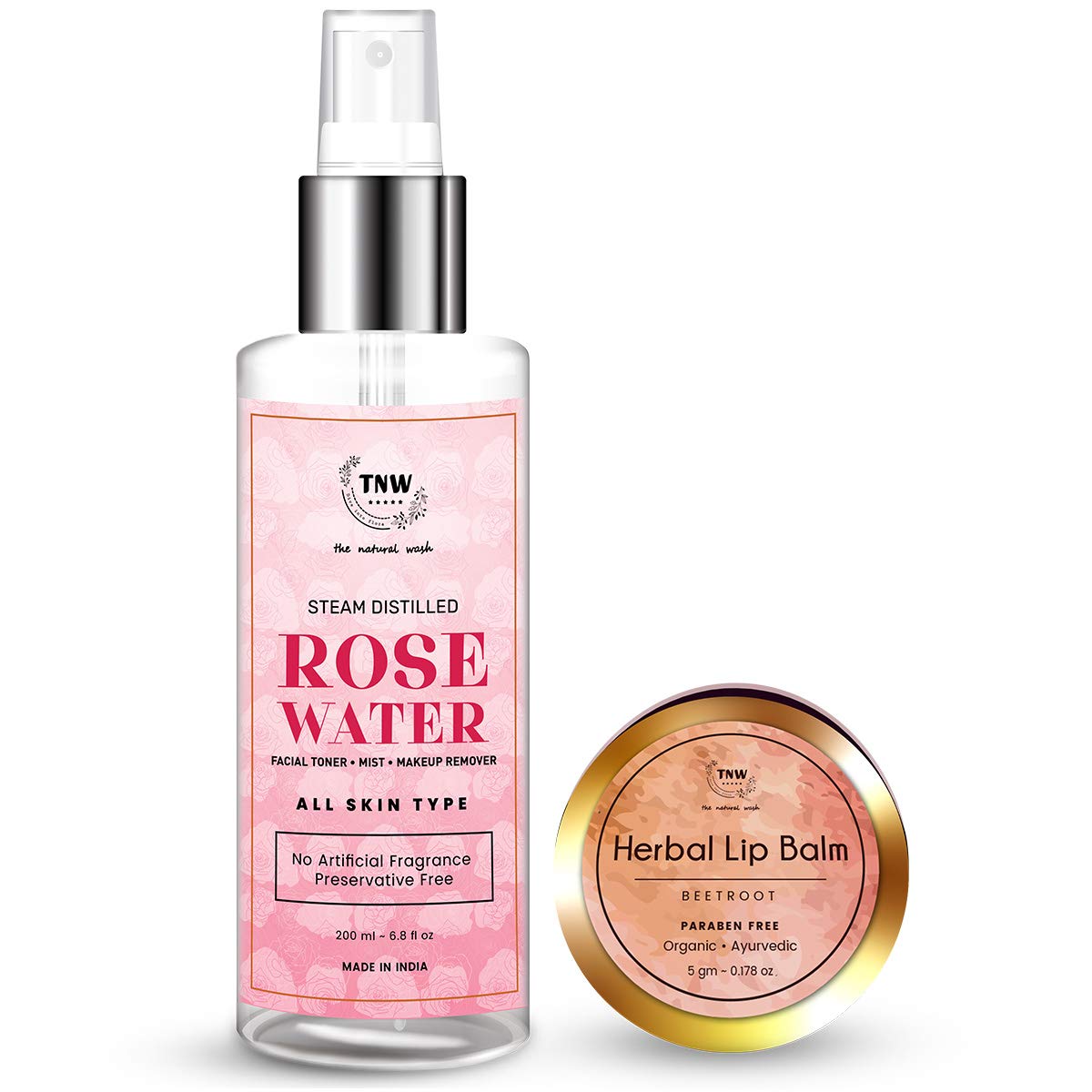 TNW-THE NATURAL WASH Steam Distilled Rose Water, 200ml & Beetroot Herbal Lip Balm, 5gm Combo|Toner for Glowing and Brightening Skin|for Chapped and Moisturized Lips|Gives Natural Shine | Men and Women-image-46