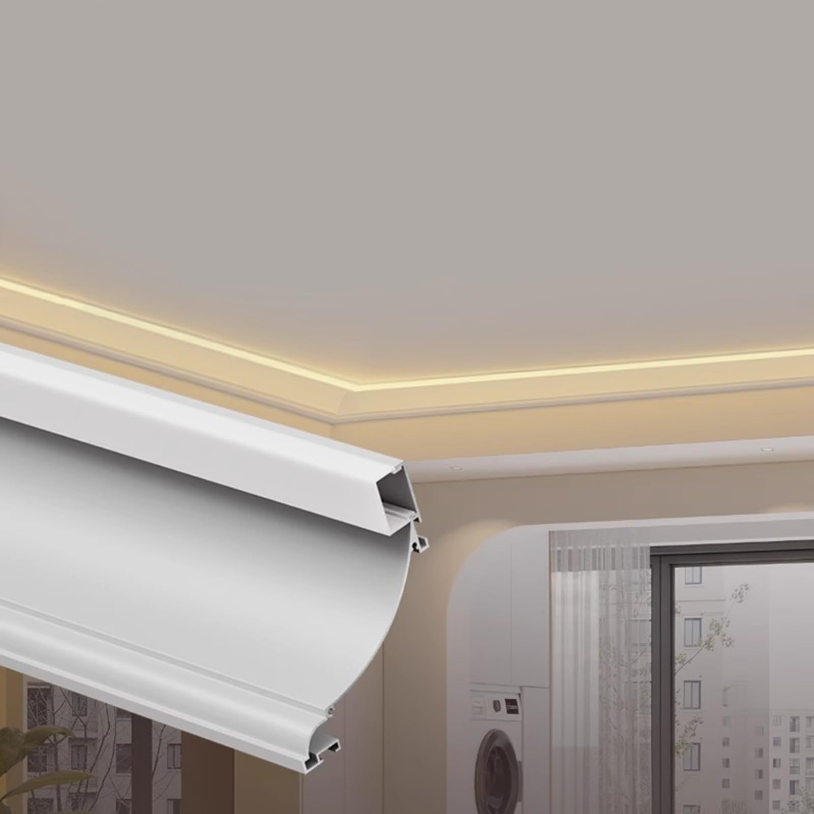 Profilo a LED in alluminio per illuminazione indiretta, modanatura flessibile della corona e decorazione del soffitto, facile installazione per spazi domestici e commerciali