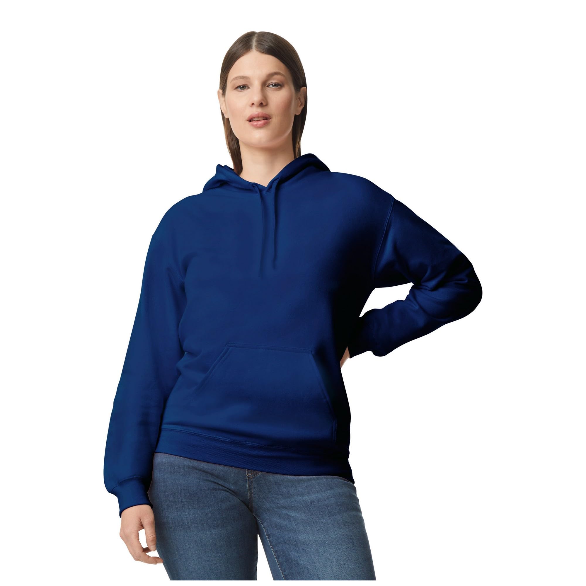 Gildan Unisex Adult Softstyle Fleece Midweight Hoodie (L) (Navy Blue)