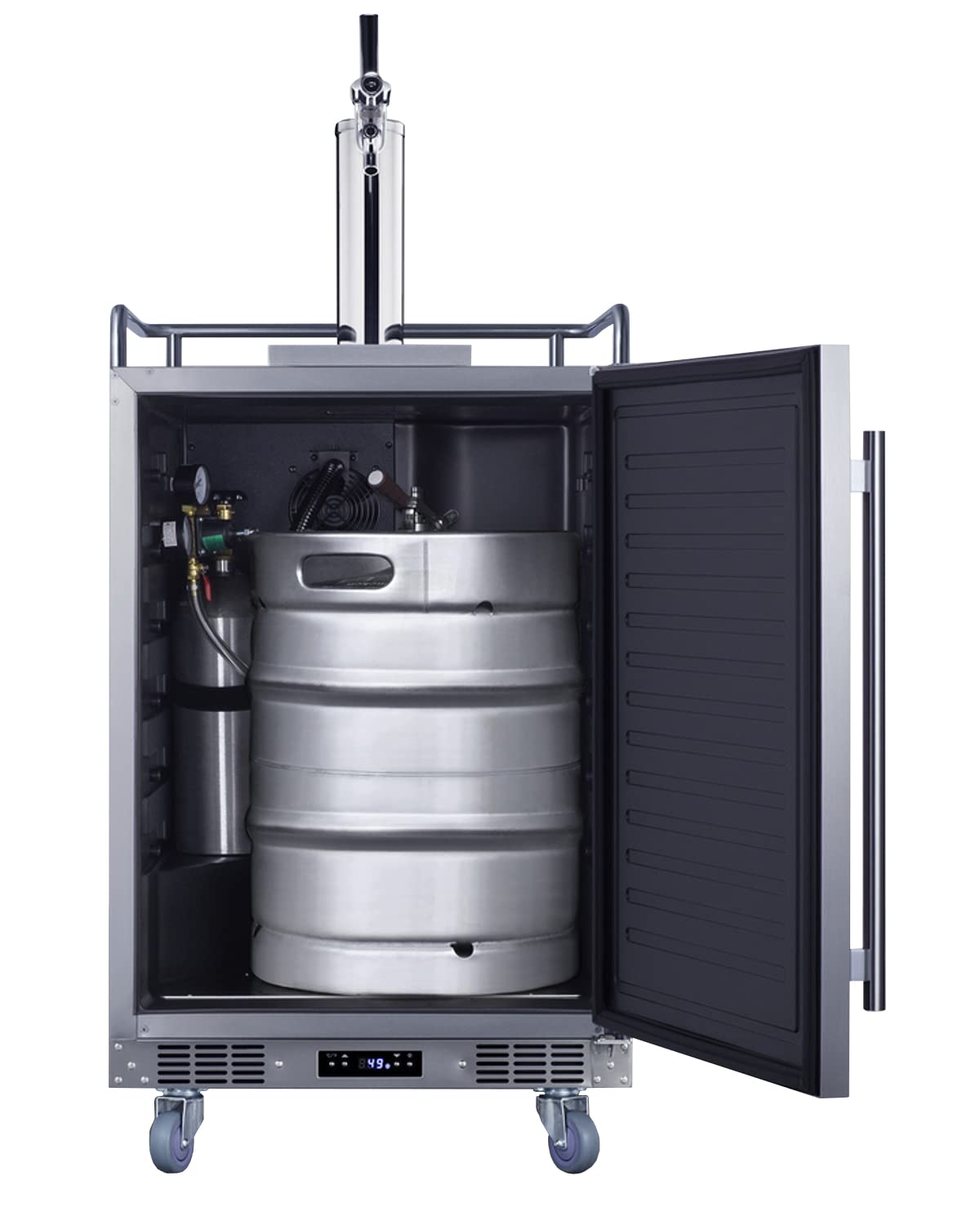 Summit Appliance Bc74oscom 24" Wide Built-In Outdoor Commercial Beer Kegerator, Weatherproof, 5.6 Cu.Ft. Interior, Taplock, Commercial Tap Kit, Digital Thermostat, Pro Style Handle, Automatic Defrost on Fridge.com - View 3