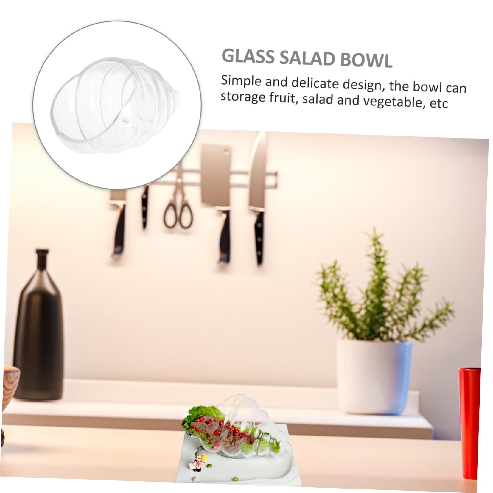 Cabilock Saladier Verre Escargot Bol de Service Transparent Présentoir Alimentaire