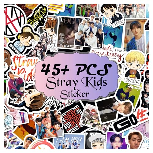 Pack of 45+ Stray Kids Stickers Pack Album Stickers Straykids Waterproof Vinyl Decals Water Bottles Scrapbook Laptop
