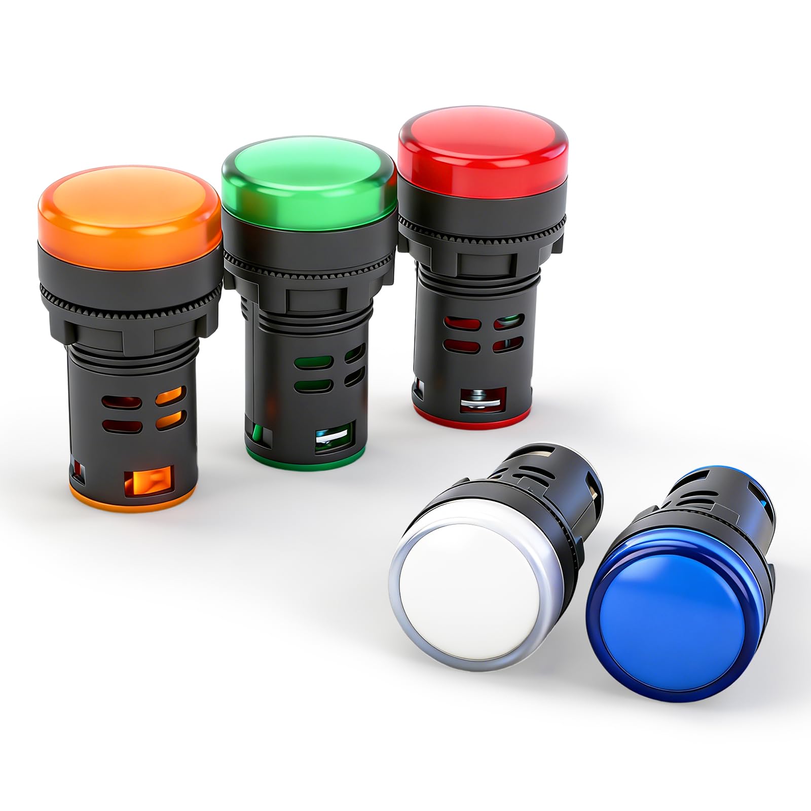 BAOMAIN 110V 22mm LED Industrial Indicator Pilot Light 5-Color 10-Pack