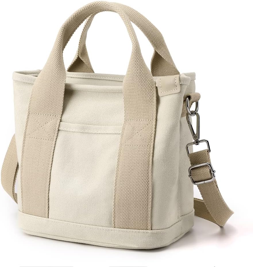 JuoxeepyCanvas Tote Bag Mini Handbag Tote Purse with Zipper Women Canvas Crossbody Bag Purse Top Handle Satchel Handbags