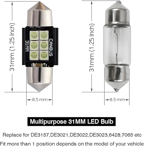 Miniatura 5 de iBrightstar DE3175 DE3021 Festoon de 9-30 V- Focos LED de 1.25 pulgadas (31 mm) extremadamente brillantes y sin errores para luces de interior, de