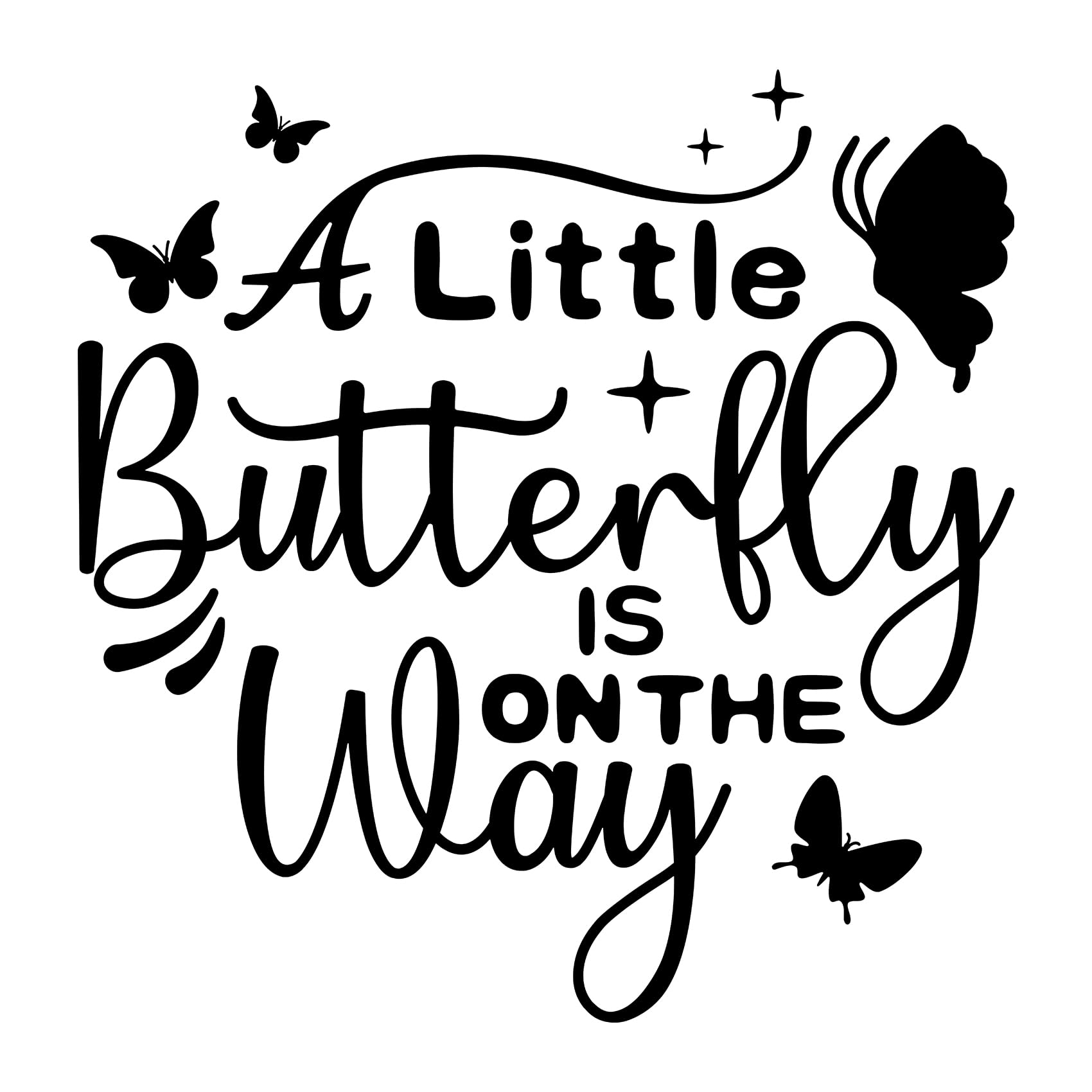 A Little Butterfly is on The Way Wall Decals, Baby Shower Party Butterfly Sign Decor