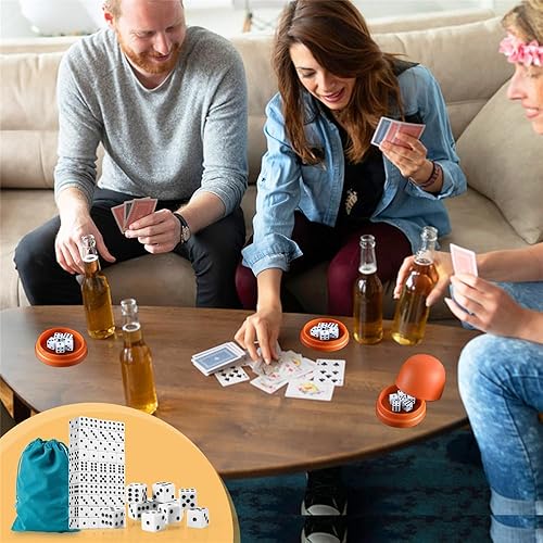 Miniatura 6 de Juego de 100 dados blancos, dados de juego estándar de 0.63 pulgadas, dados opacos de seis caras con bolsa, dados blancos a granel de puntos negros