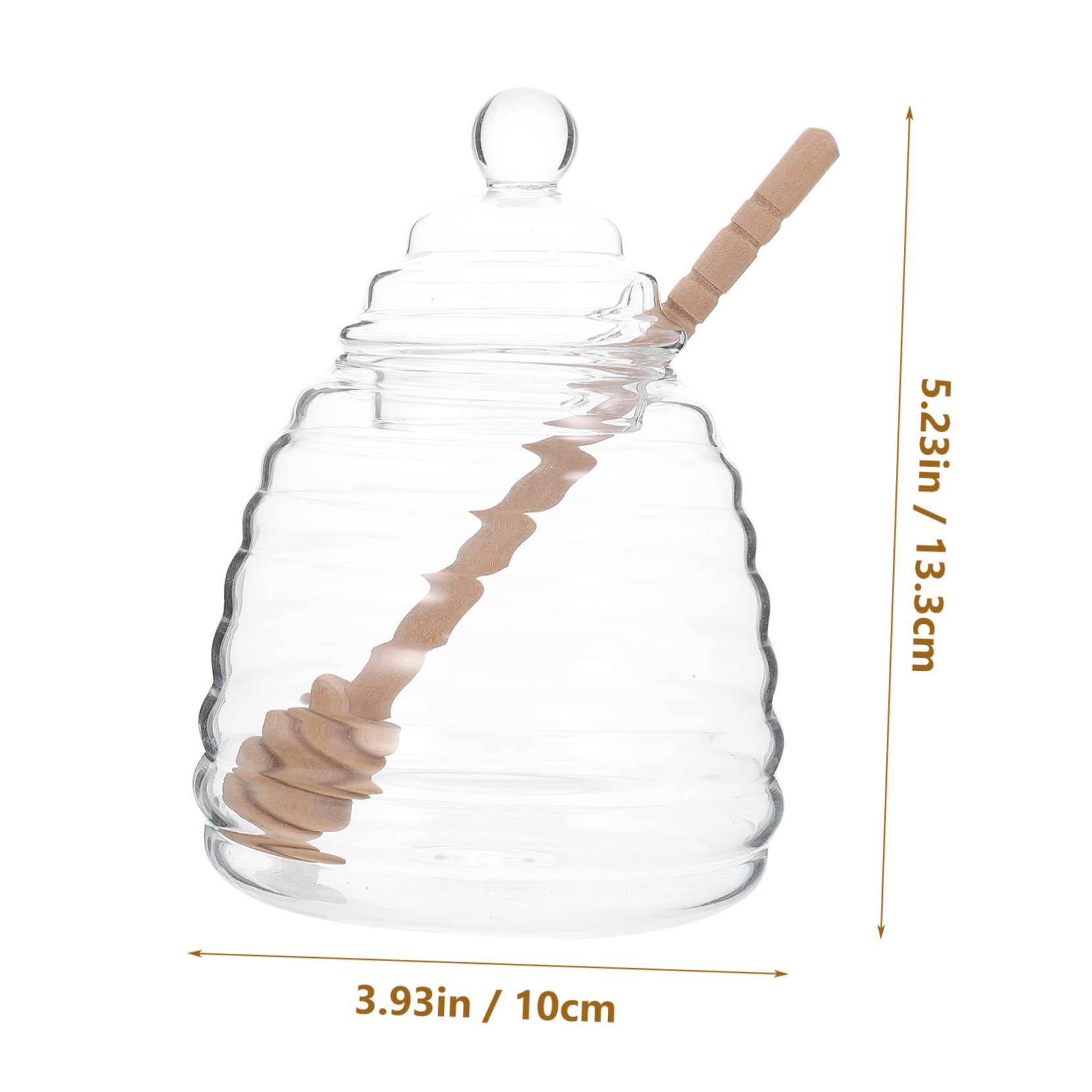 HEALEEP Honey Pot Wooden Stirrer Glass Jar for Honey Storage Lids Home Kitchen Storage Dispenser