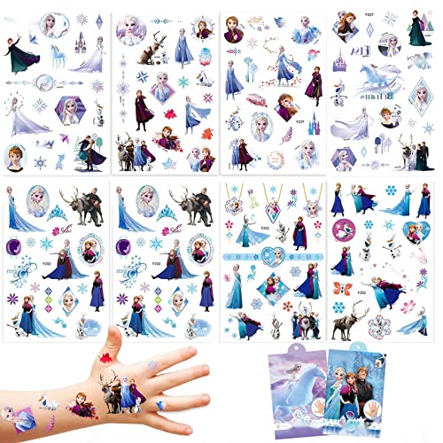 NA 8 Sheet Frozen Tatouage Ephemere Enfant,Autocollant Reine des Neiges,Frozen Set Autocollant Enfant,Frozen Princesse Tatouage Temporaire,pour Enfants Garçons Filles Déco Fête Frozen.