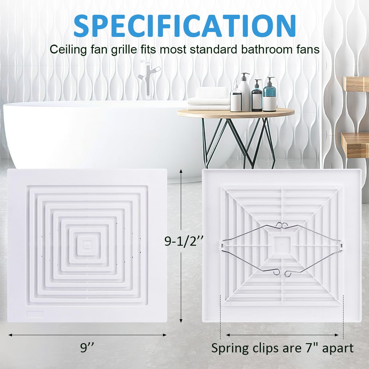 Amazon.com: BP46 BP90 Bathroom Ceiling Fan Grille with Springs Replacement  Parts for Square Ceiling or Wall-Mount Exhaust Fan Fits Models 663 670 671  675 688 689 Ventilation Fan -Plastic Cover White : Tools u0026 Home Improvement