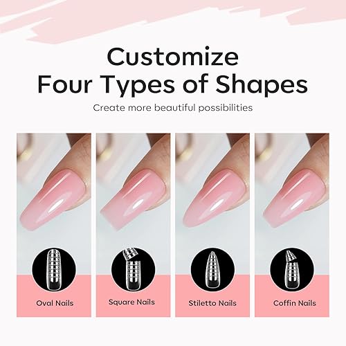 Miniatura 17 de Modelones Kit de gel de uñas de polietileno, gel de extensión de gel nude, blanco, colores franceses con lámpara de uñas, solución deslizante