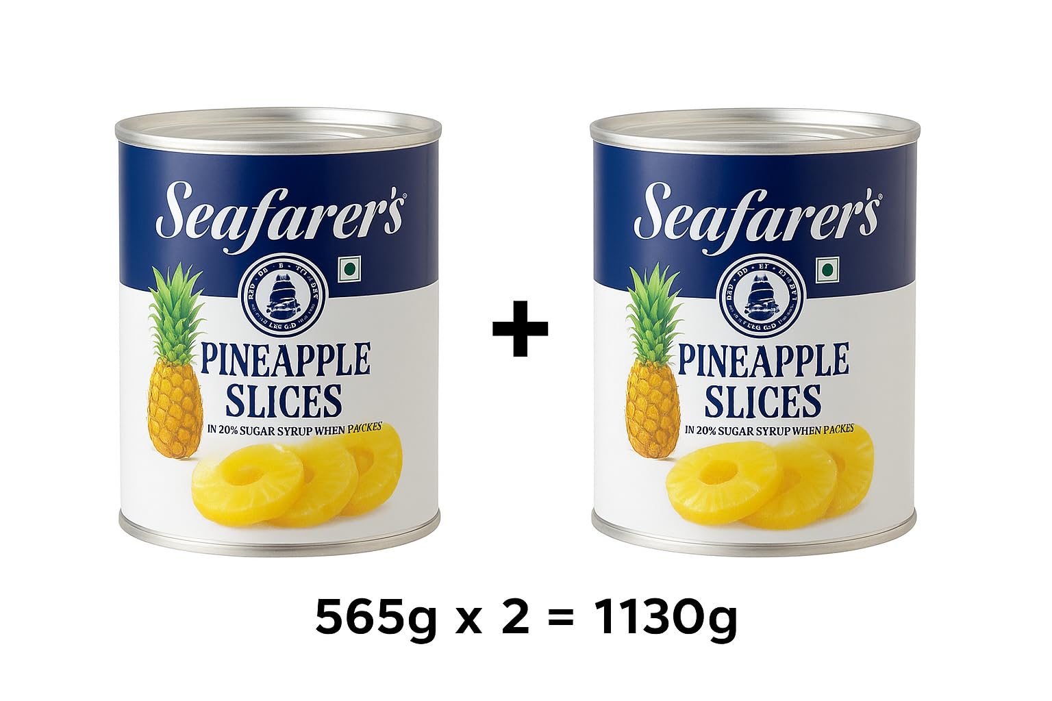 Seafarer's Canned Pineapple Slices, 1130g Combo Pack of 565g x 2 Premium Canned Pineapple Slices – Juicy, Fresh & Ready-to-Eat | Real Pineapple | Perfect for Cakes, Desserts, Toppings, Grilling & Cocktails 1