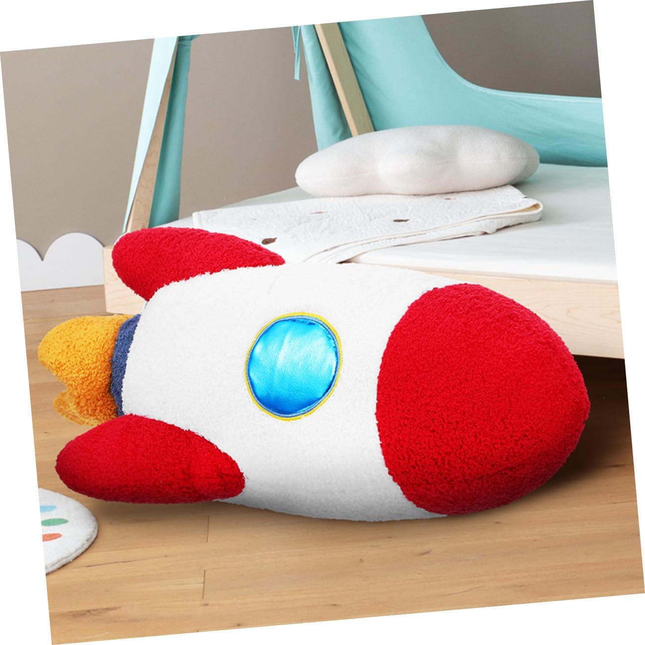 Genérico Cojín de Peluche con Forma de Cohete y Mullido para Decoración Infantil Almohada Divertida para Habitaciones Niñas con Tema