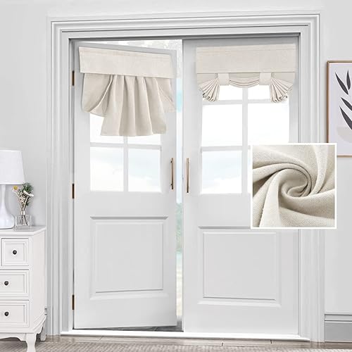 H.VERSAILTEX Cortina de puerta francesa, cubierta de ventana de puerta para privacidad de puertas, persiana de amarre para cortina de ventana de