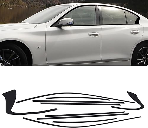 Miniatura 10 de x xotic tech Kit de revestimiento de vinilo opaco cromado precortado para ventana compatible con Q50 Q50S Sedan 2014-2023 (negro brillante)